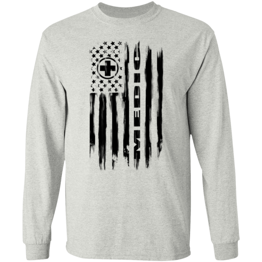 Medic Ambulance Nurse Hospital American Flag Long Sleeve T-Shirt