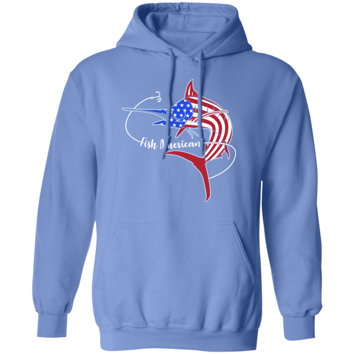 Marlin Fish Saltwater American Flag USA Pullover Hoodie