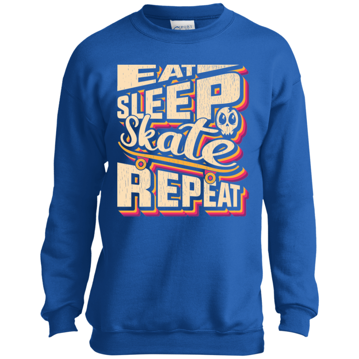 Eat Sleep Skate Repeat Skateboarding Youth Crewneck Sweatshirt