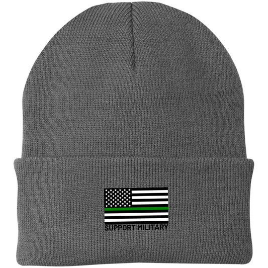 Support Military Thin Green Line American Flag Beanie Cap