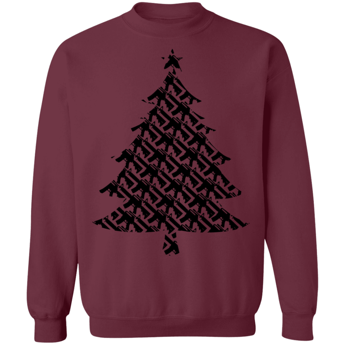Rifle Firearm Christmas Tree Ugly Ugly Christmas Crewneck Sweatshirt