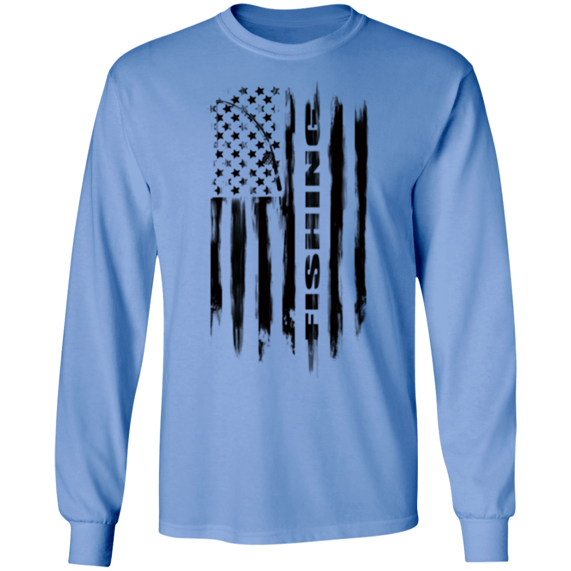Fishing Saltwater Fresh Water Fish American Flag Long Sleeve T-Shirt