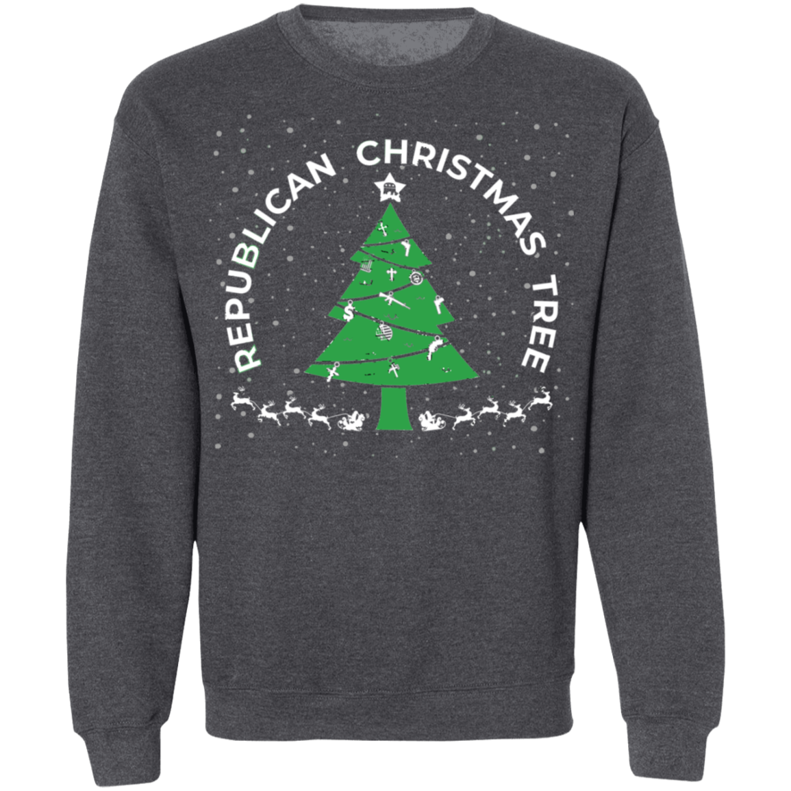 Republican Christmas Tree Firearms Money God Christmas Crewneck Sweatshirt