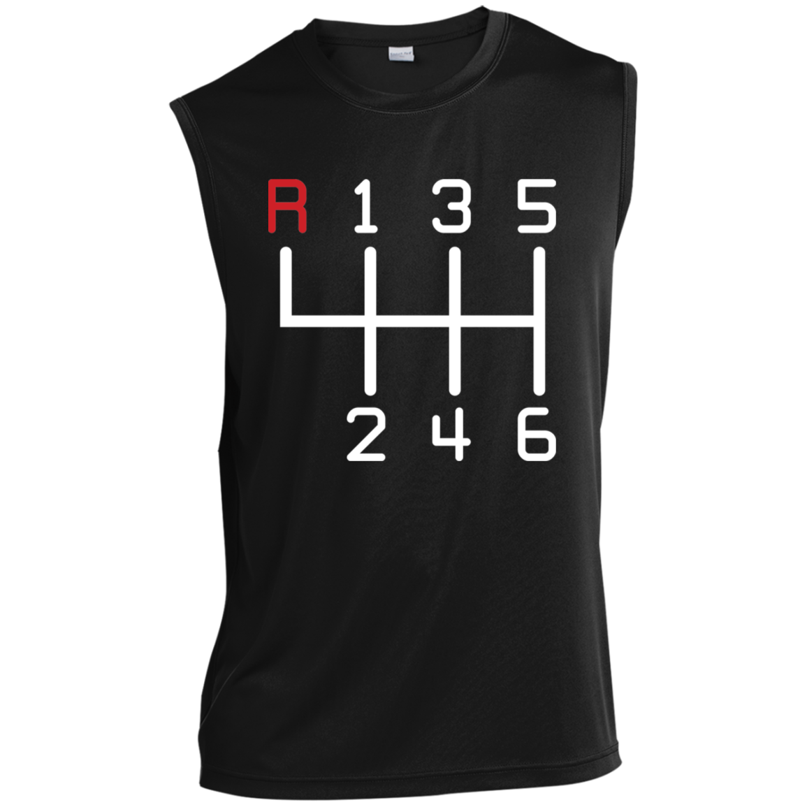 6 Speed Manual Stick Shift Sleeveless Performance T-Shirt