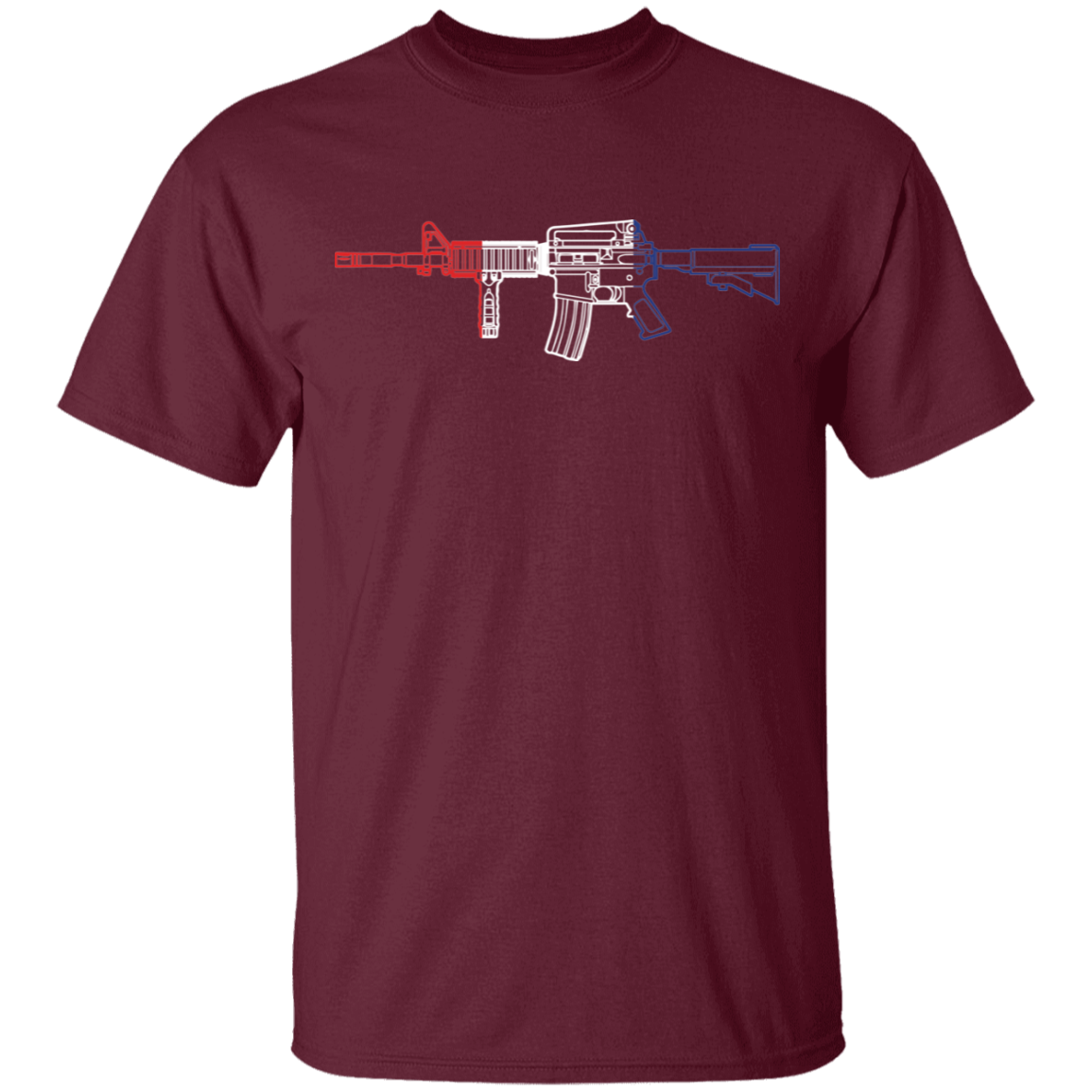 AR-15 Firearm Rifle Red White Blue T-Shirt