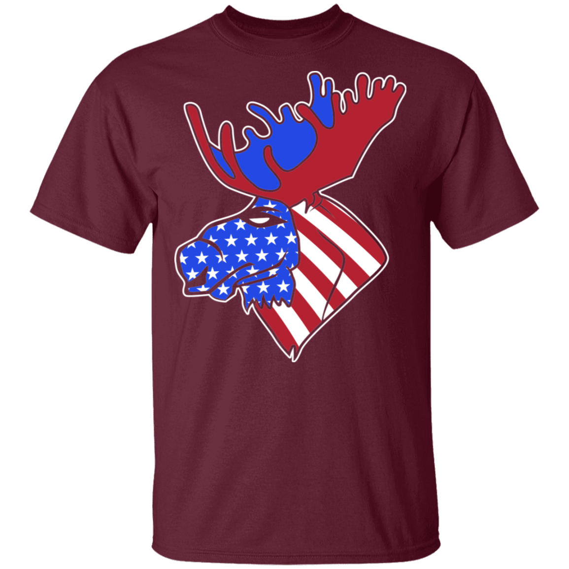 Moose American Flag USA T-Shirt