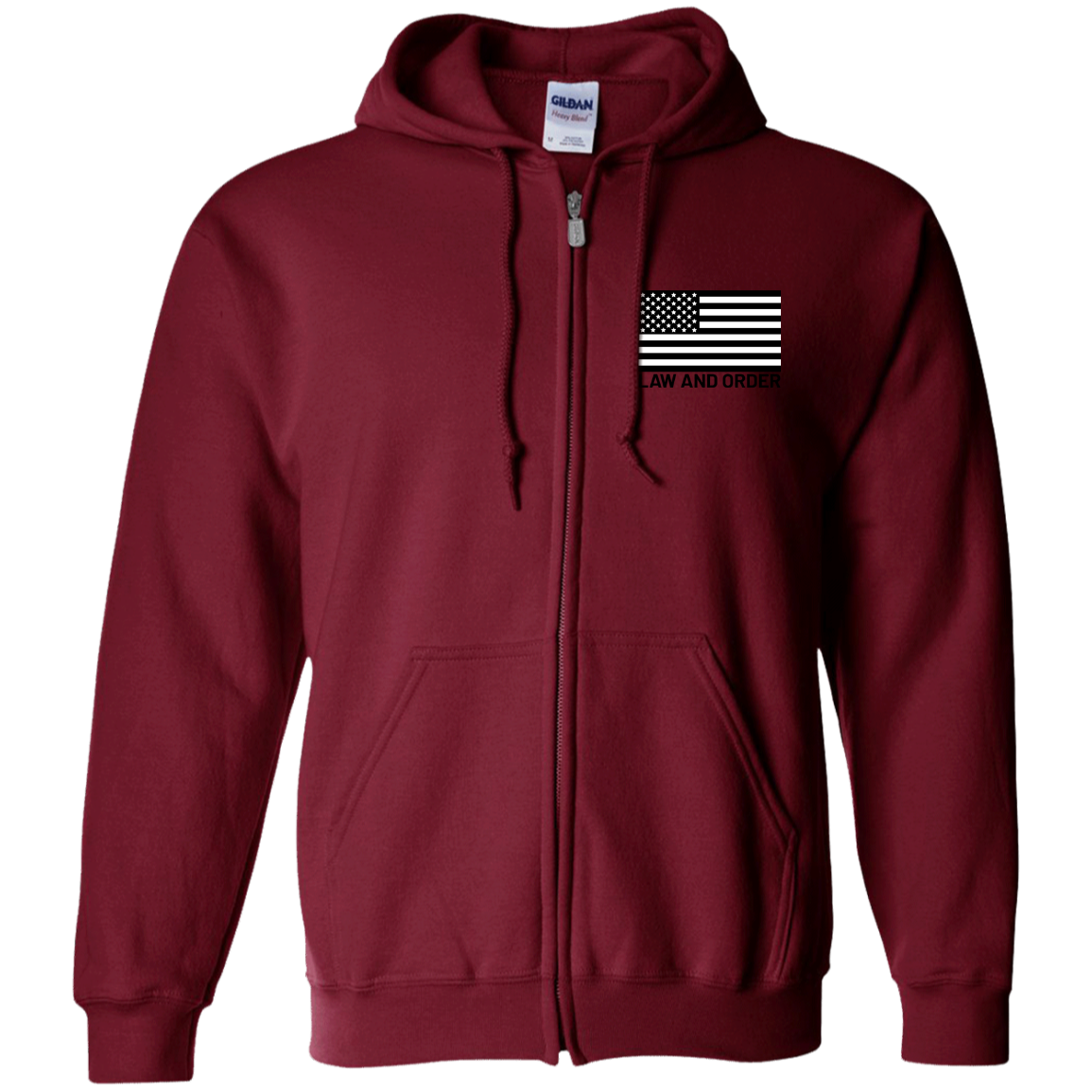 Law and Order American Flag Zip Up Hooded Sweatshirt