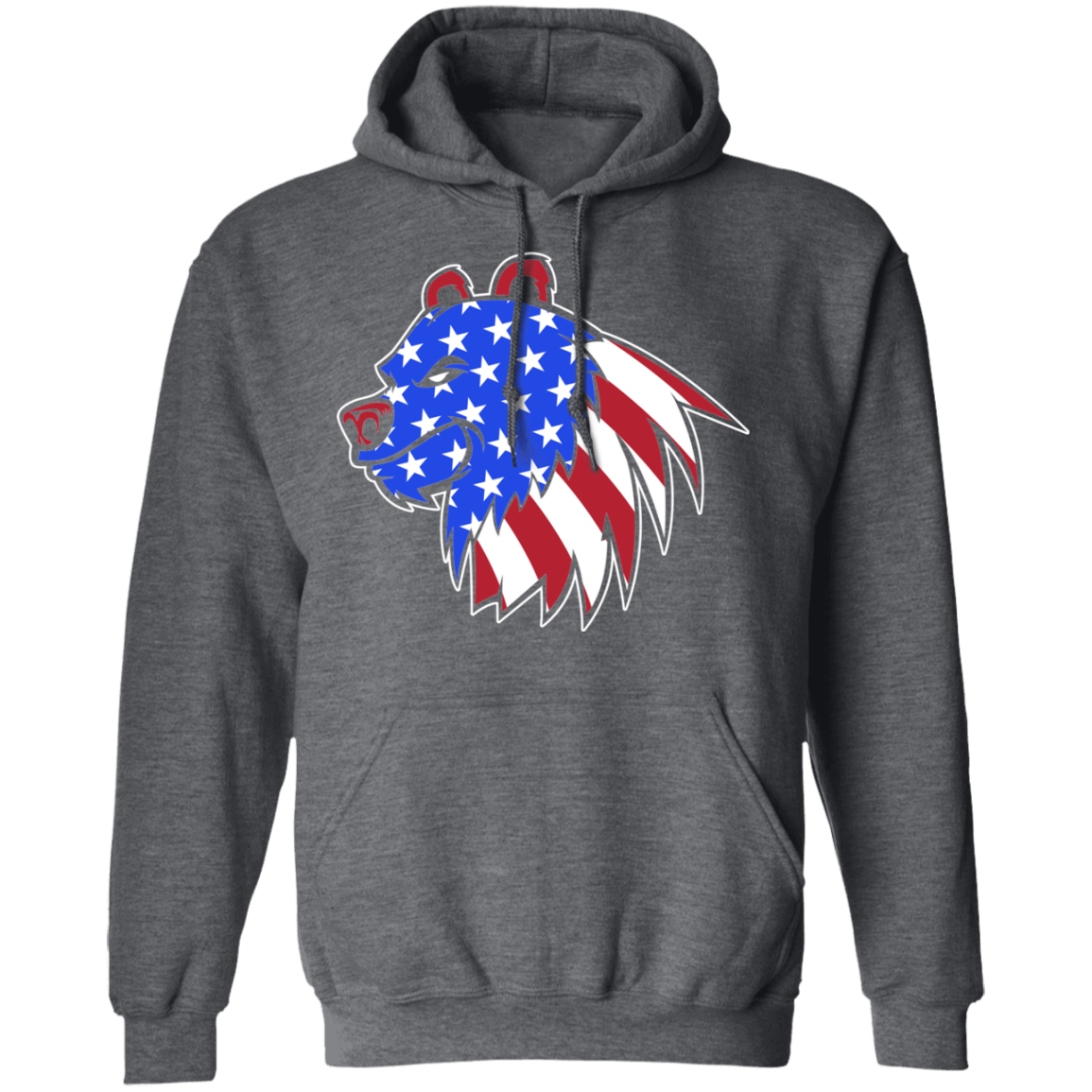 Grizzly North American Bear American Flag USA Pullover Hoodie