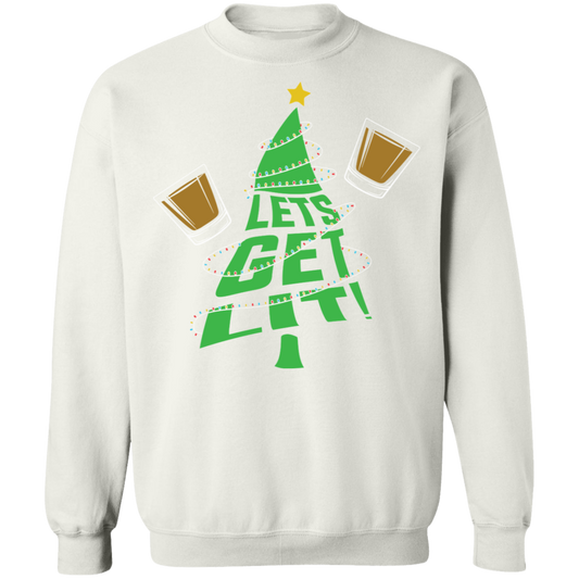 Lets Get Lit! Christmas Tree Funny Ugly Christmas Crewneck Sweatshirt