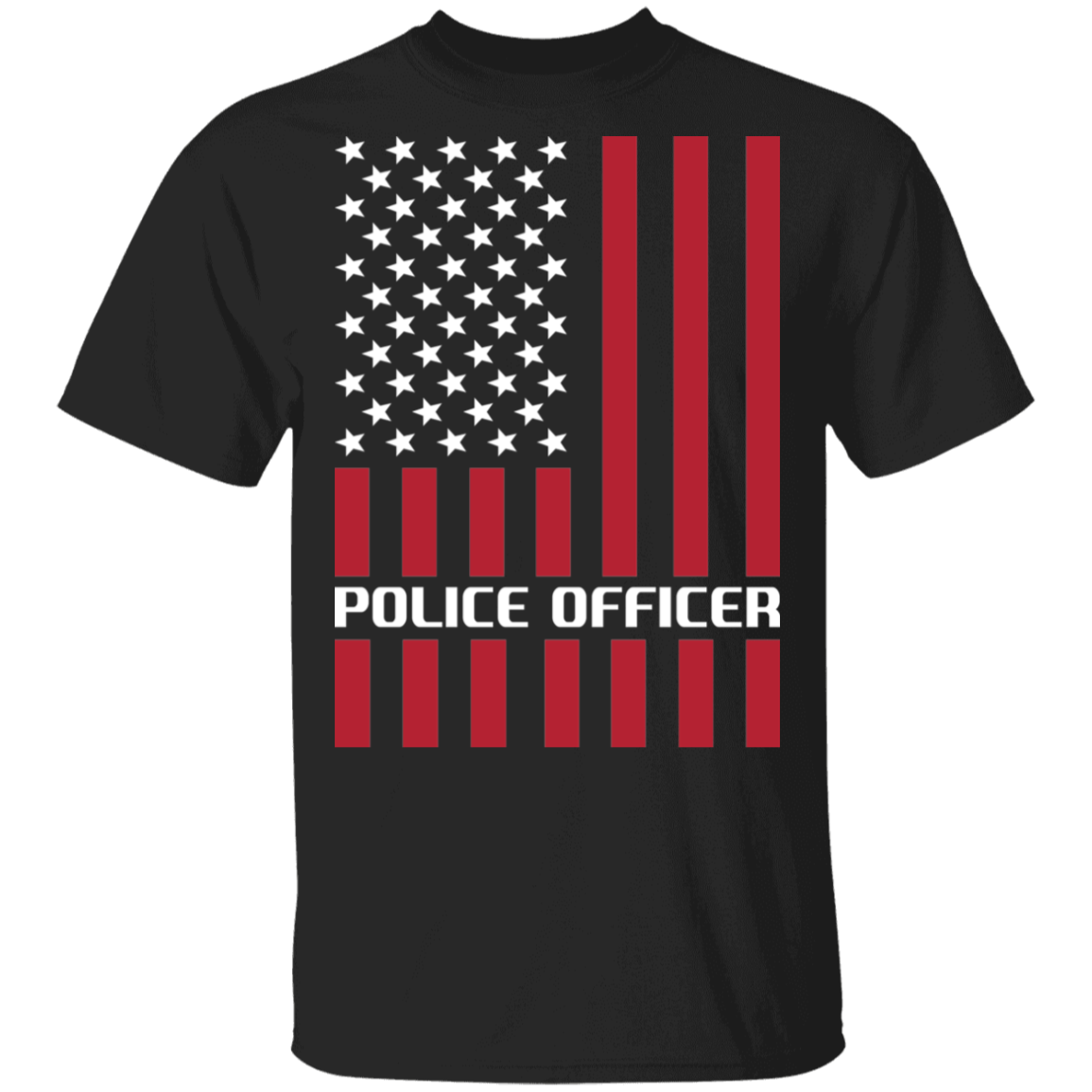 Police Officer Blue American Flag USA T-Shirt