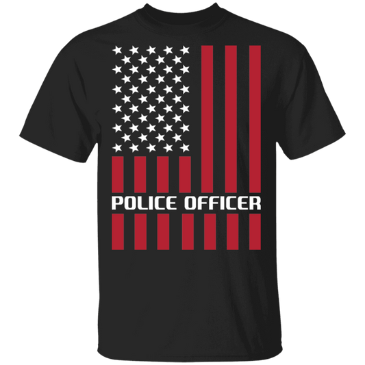 Police Officer Blue American Flag USA T-Shirt