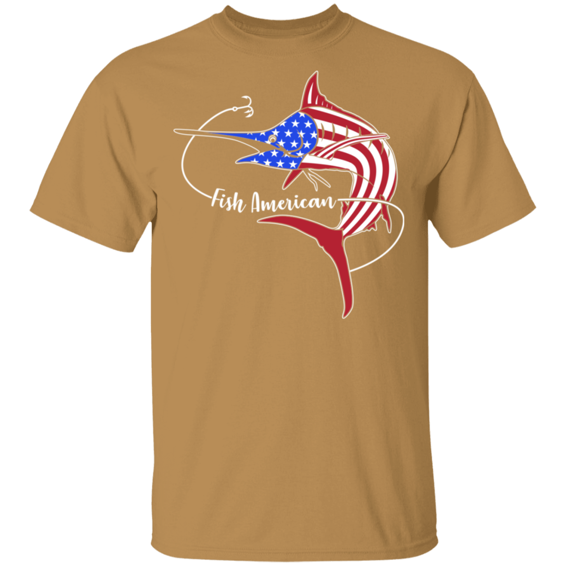Marlin Fish Saltwater American Flag USA T-Shirt