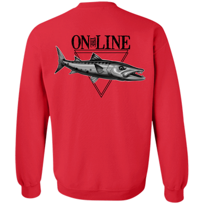 Great Barracuda Fish On The Line Saltwater Double Sided Crewneck Sweatshirt