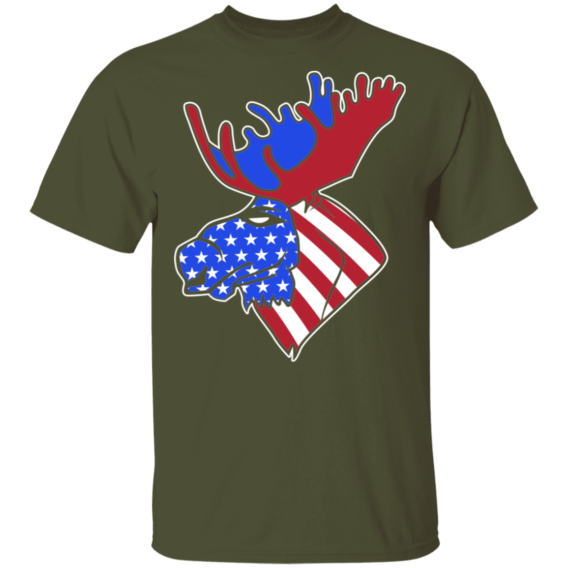 Moose American Flag USA T-Shirt