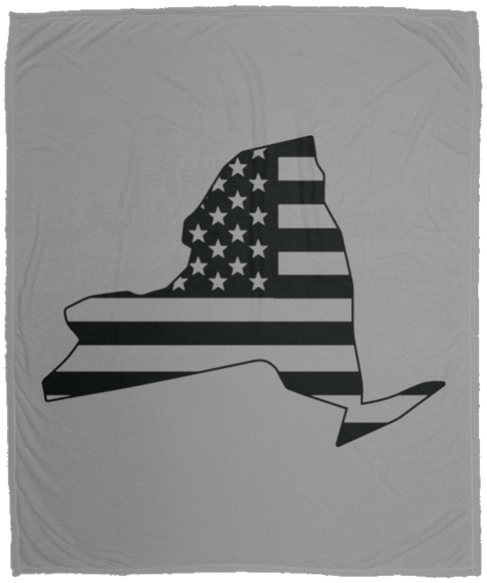 New York American Flag State Fleece Blanket - 50x60