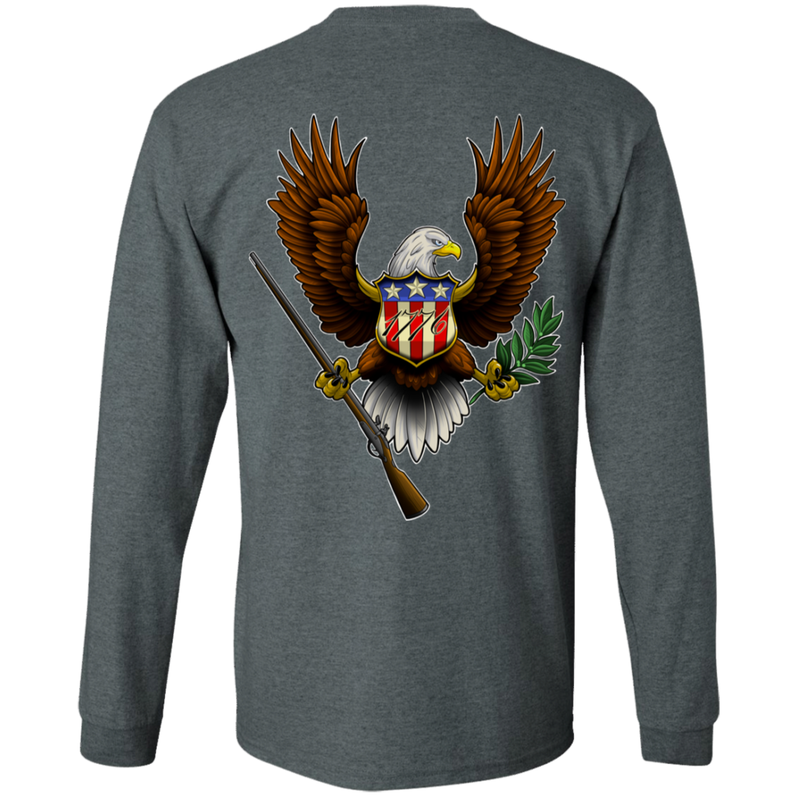 We the People American Bald Eagle 1776 Double Sided Long Sleeve T-Shirt