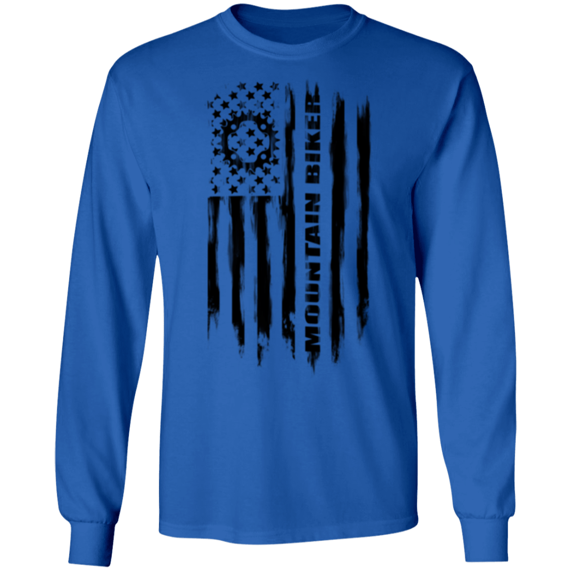 Mountain Biker Biking Cyclist American Flag Long Sleeve T-Shirt