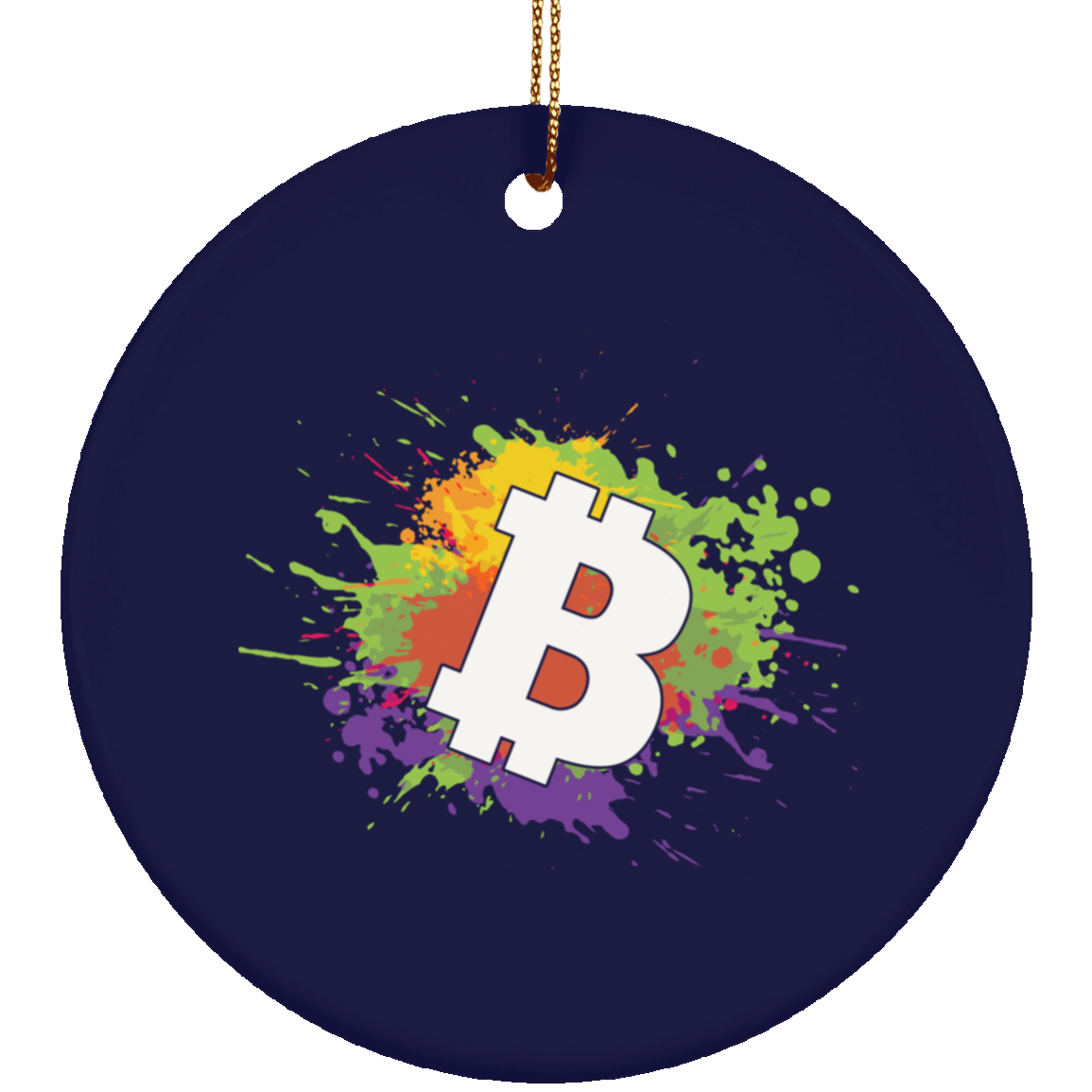 Bitcoin Splatter Paint Christmas Ornament