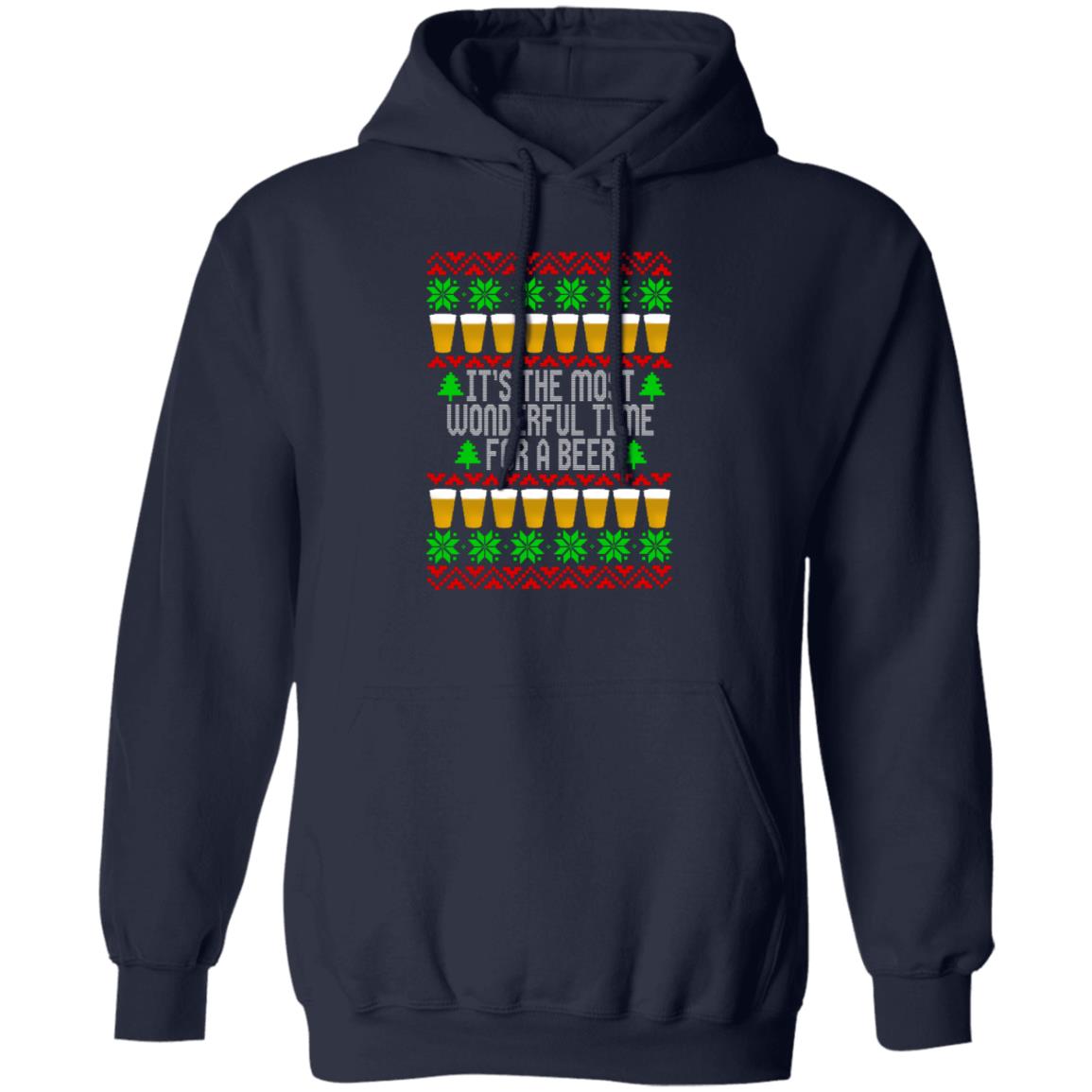 It's The Most Wonderful Time For A Beer Funny Christmas Pullover Hoodie