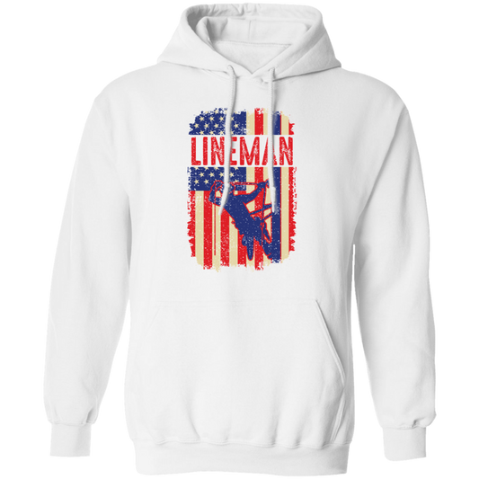 Lineman American Flag Pullover Hoodie
