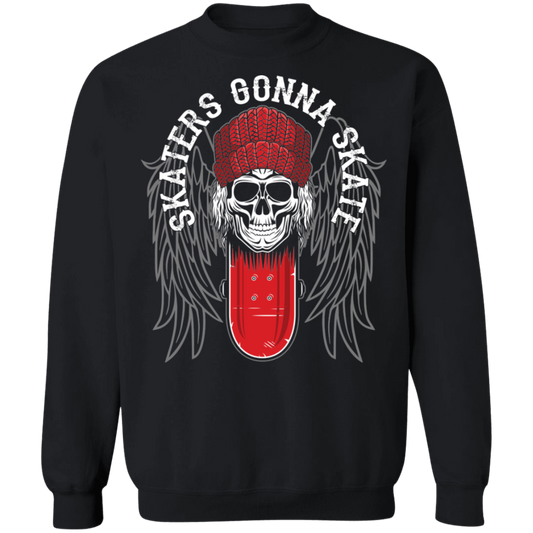 Skaters Gonna Skate Skateboarding Skull Crewneck Sweatshirt