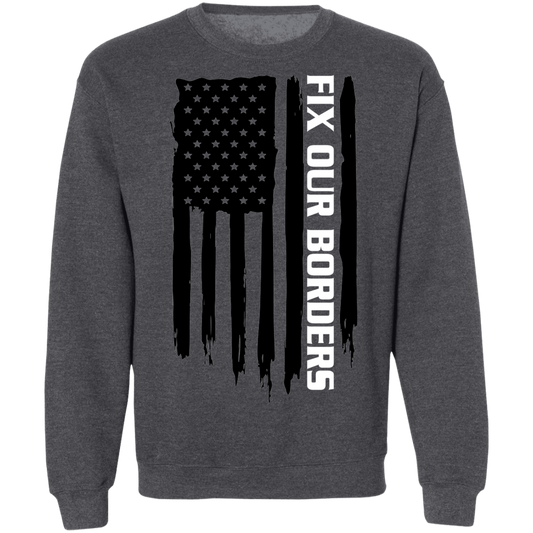 Fix Our Borders USA American Flag Crewneck Sweatshirt