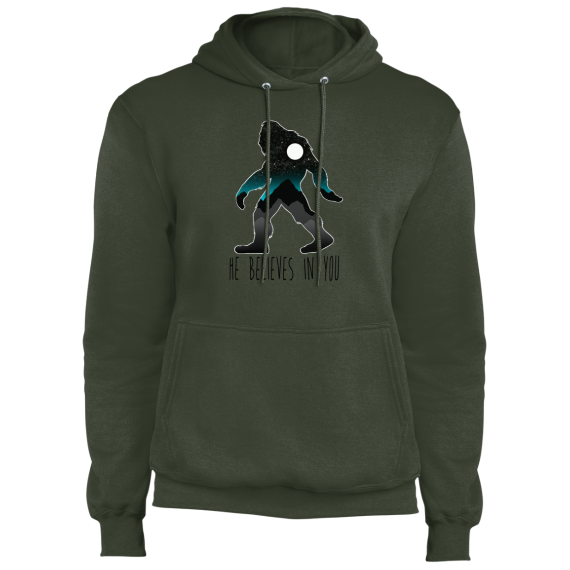 Bigfoot Sasquatch He Believes in You Funny Premium Pullover Hoodie