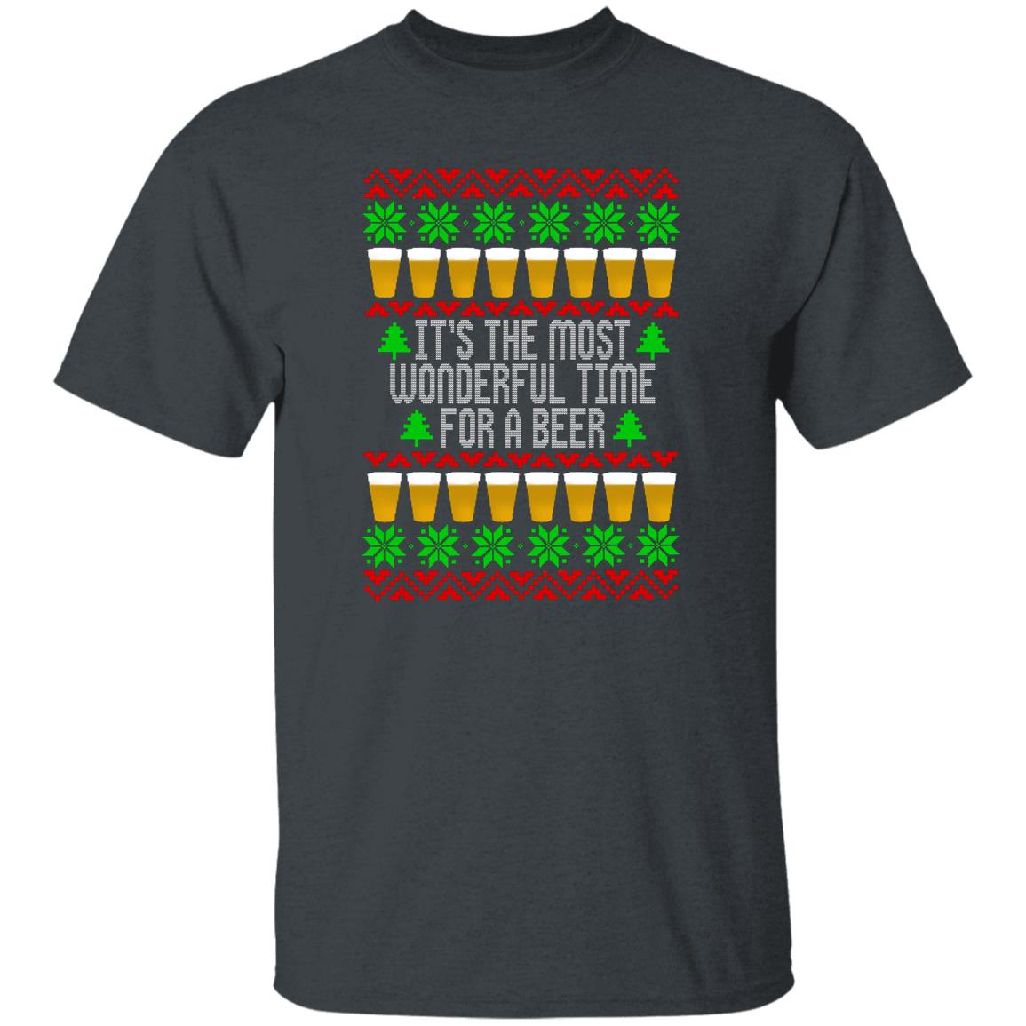 It's The Most Wonderful Time For A Beer Funny Christmas T-Shirt