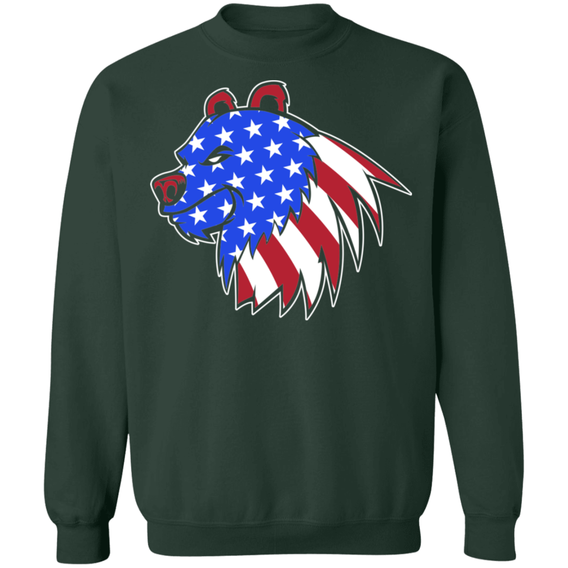 Grizzly North American Bear American Flag USA Crewneck Sweatshirt