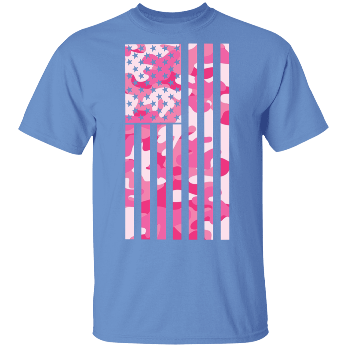 Pink Camo American Flag T-Shirt
