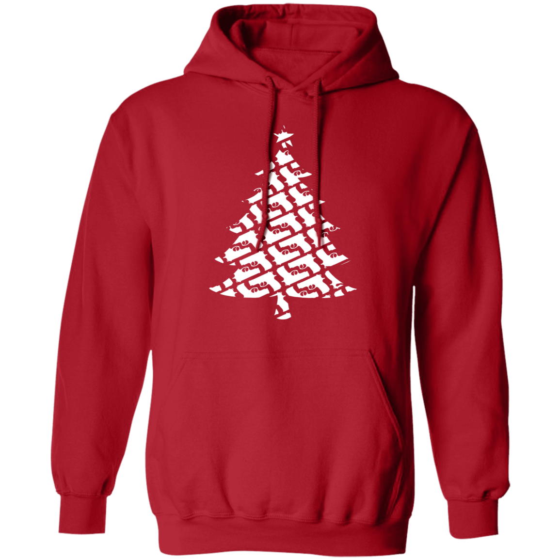 Handgun Pistol Firearm Christmas Tree Ugly Christmas Pullover Hoodie