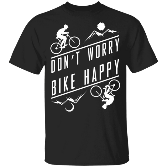 Don't Worry Bike Happy Mountain Biking Youth T-Shirt
