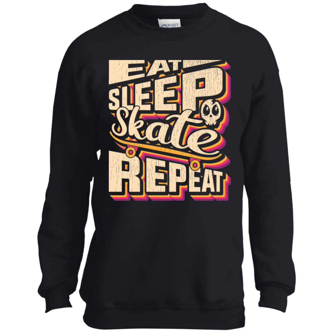 Eat Sleep Skate Repeat Skateboarding Youth Crewneck Sweatshirt