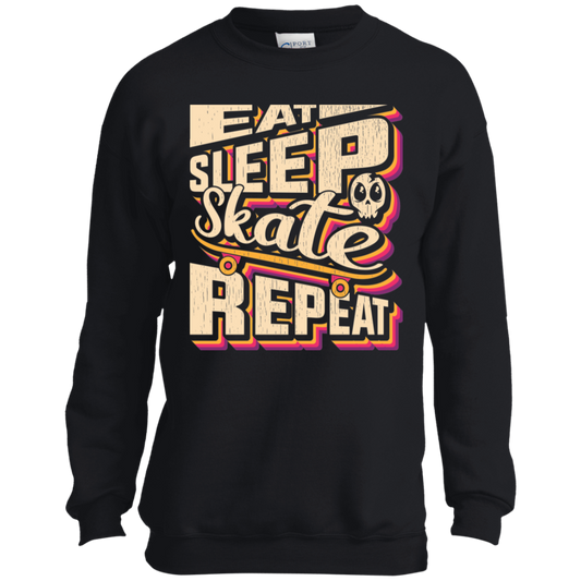 Eat Sleep Skate Repeat Skateboarding Youth Crewneck Sweatshirt