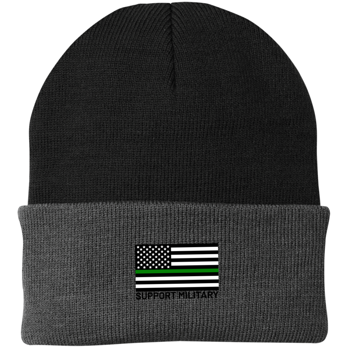 Support Military Thin Green Line American Flag Beanie Cap