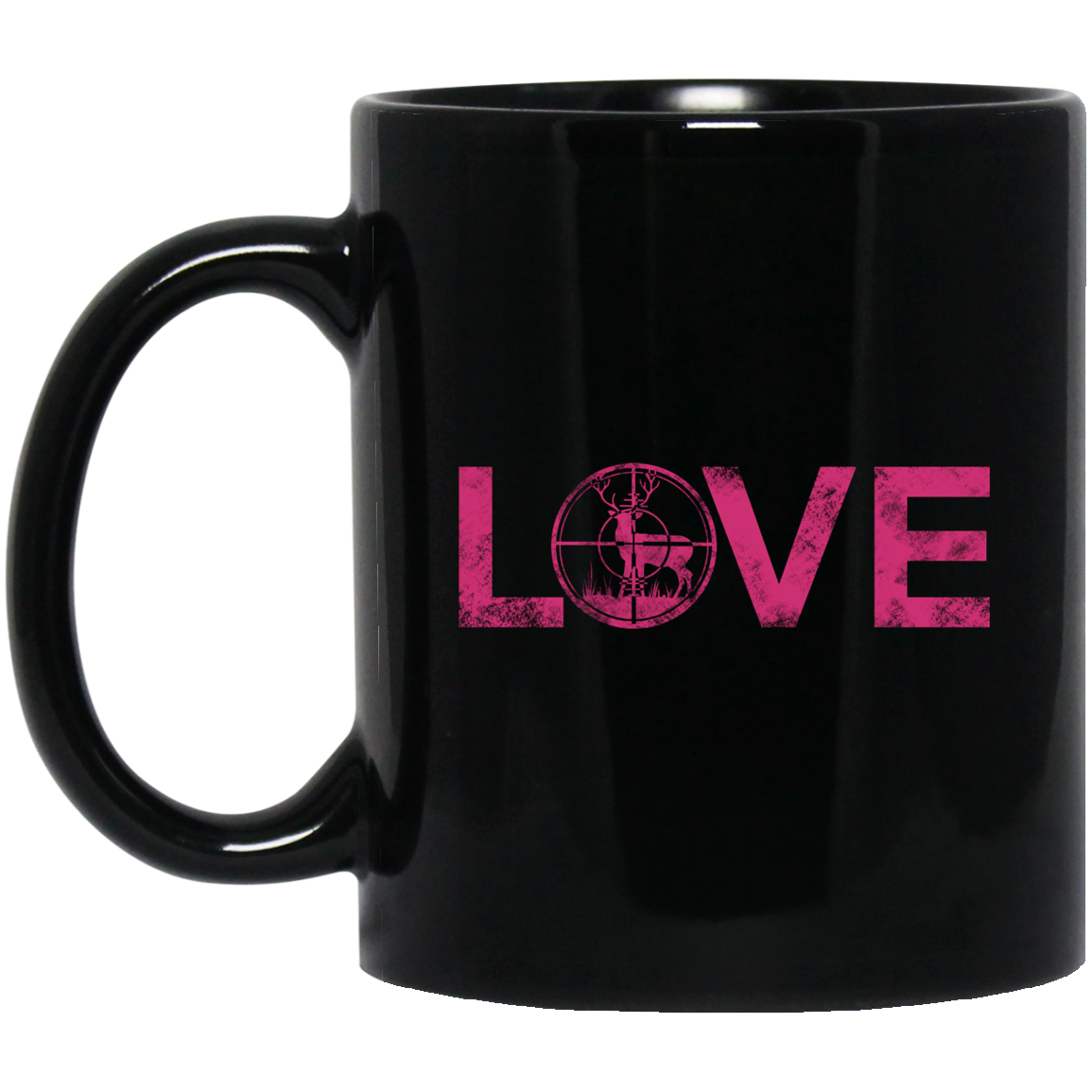 Love Hunting Deer Buck 11 oz. Black Mug Cup