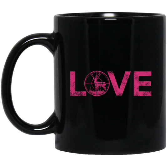 Love Hunting Deer Buck 11 oz. Black Mug Cup