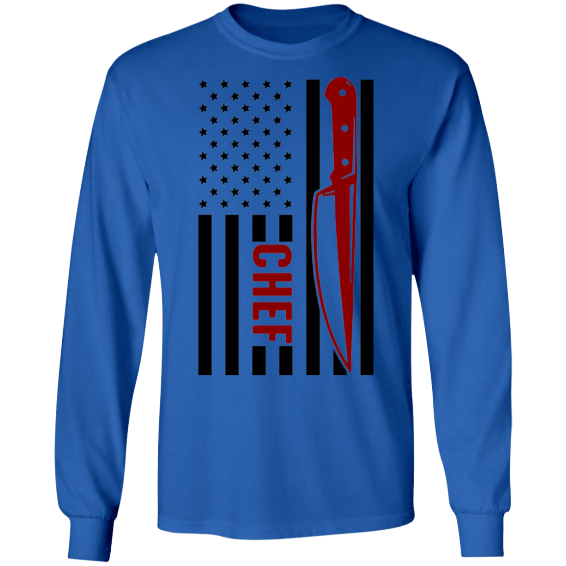 Chef American Flag Cooking Long Sleeve T-Shirt