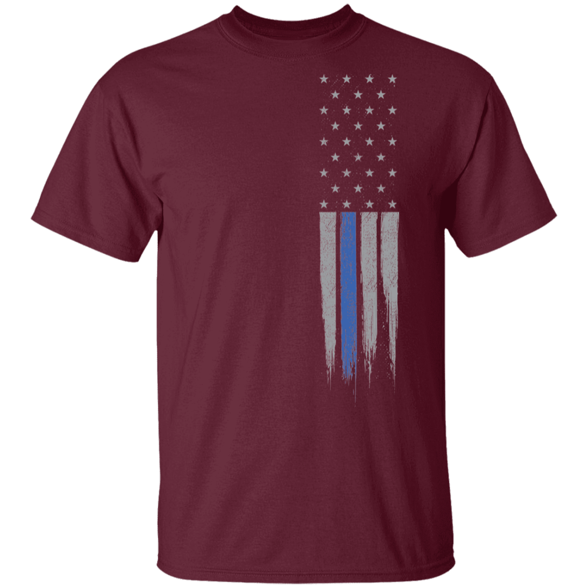 Police Officer Thin Blue Line American Flag  T-Shirt