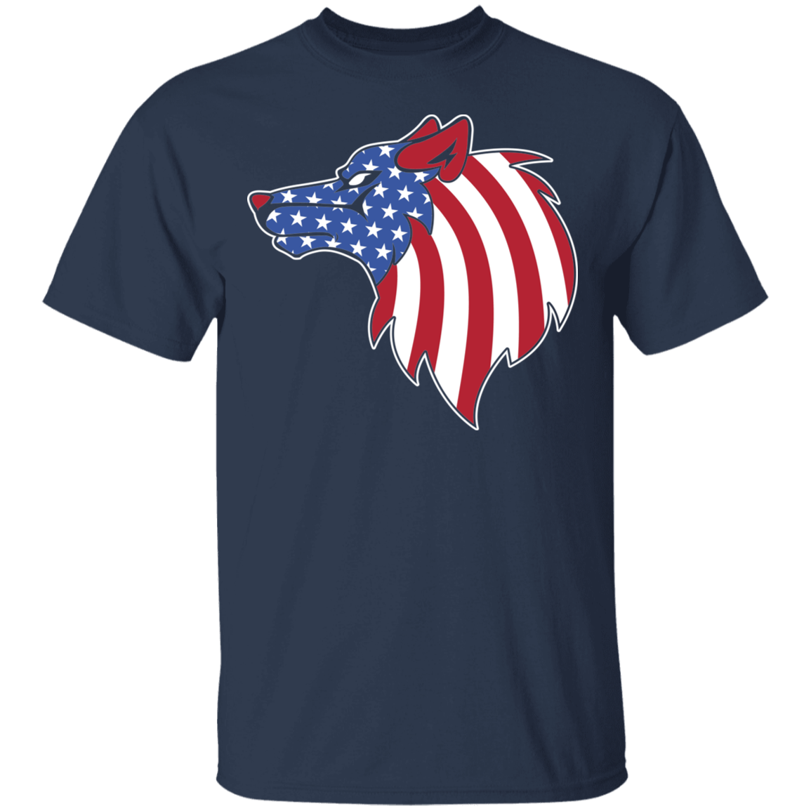 Wolf American Flag USA T-Shirt