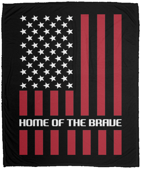 Home Of The Brave American Flag Patriot Fleece Blanket - 50x60