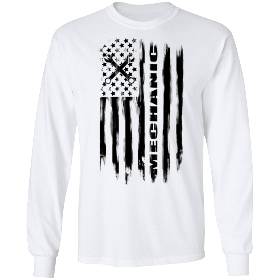 Mechanic Automotive Repair Enthusiast American Flag Long Sleeve T-Shirt
