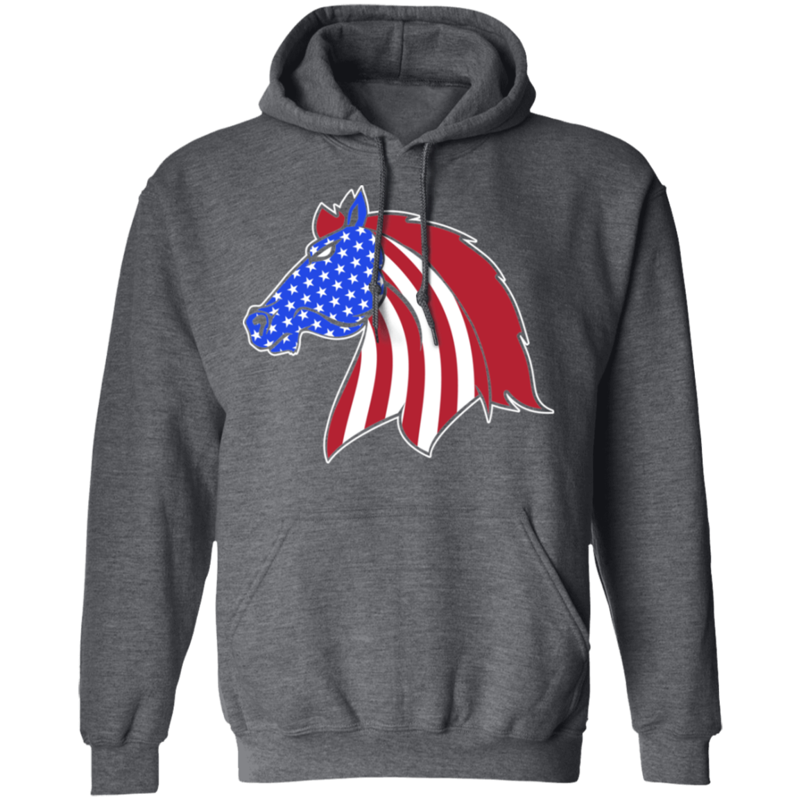 Horse American Flag USA Pullover Hoodie