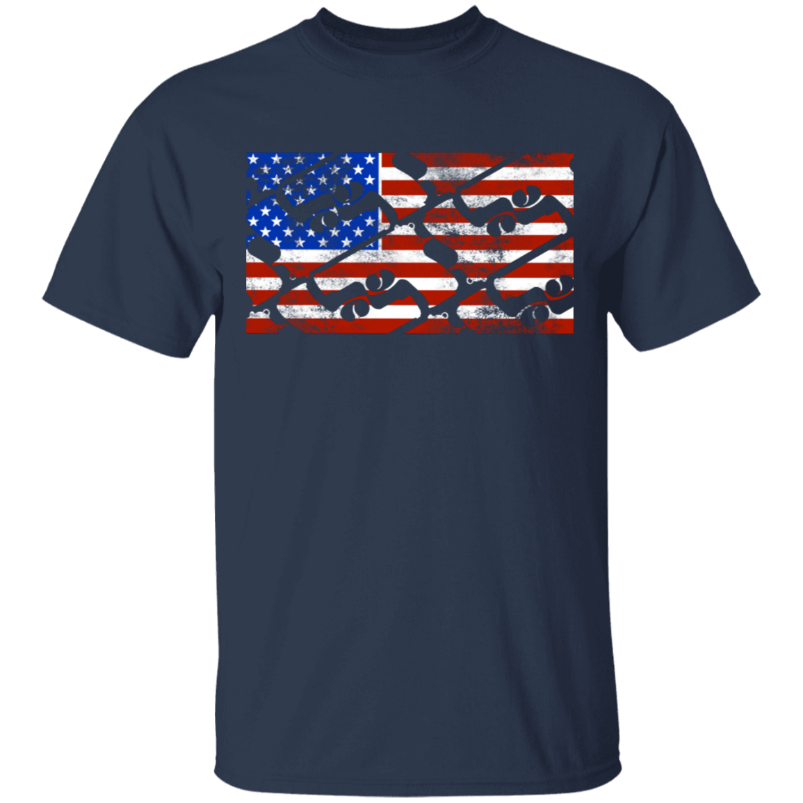 Handgun Pistol Firearm American Flag T-Shirt