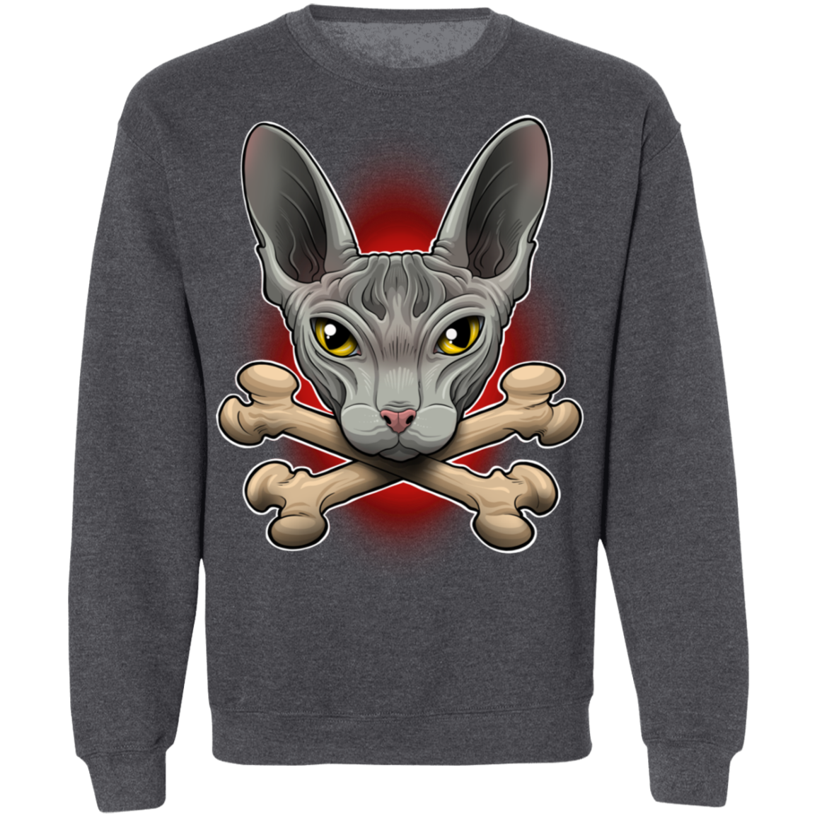 Hairless Cat Crossbones Crewneck Pullover Sweatshirt