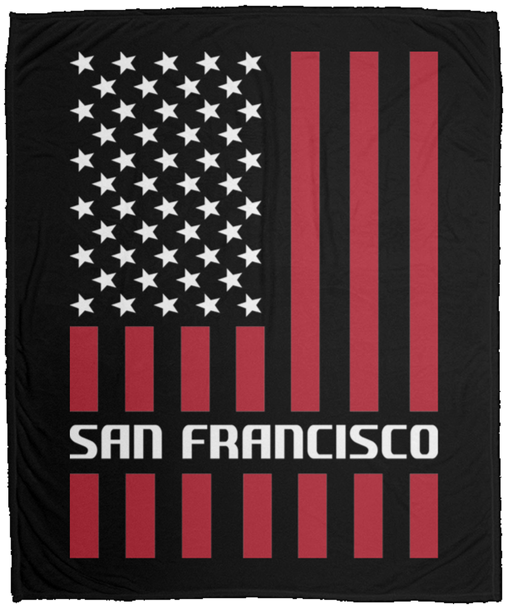 San Francisco American Flag Fleece Blanket - 50x60