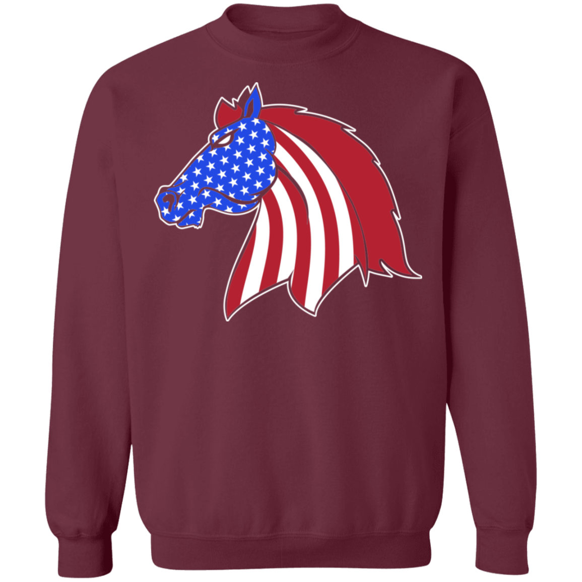 Horse American Flag USA Crewneck Sweatshirt