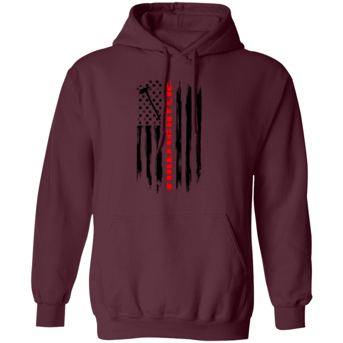 Firefighter Fireman Firewoman Fire Department American Flag Pullover Hoodie