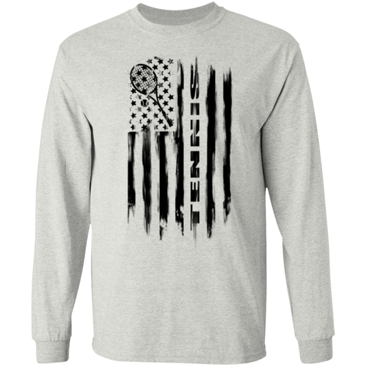 Tennis American Flag Long Sleeve T-Shirt