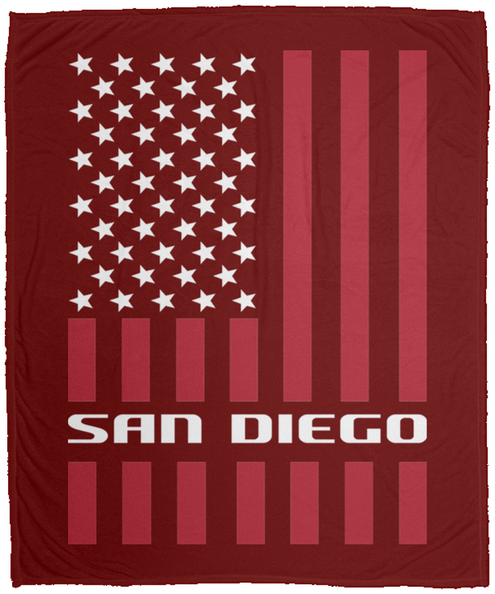 San Diego American Flag Fleece Blanket - 50x60